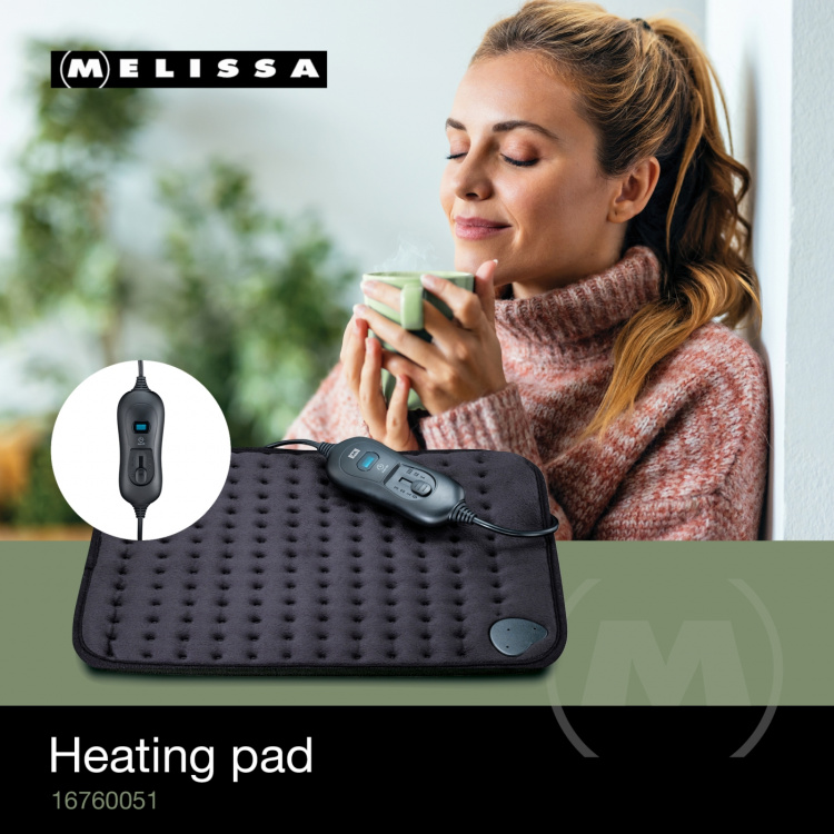 MELISSA Heating pad with three heat settings, overheating protection and automatic switch-off 40 x 30 cm Black MELISSA Heating pad with three heat settings, overheating protection and automatic switch-off 40 x 30 cm Black