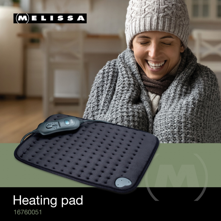 MELISSA Heating pad with three heat settings, overheating protection and automatic switch-off 40 x 30 cm Black MELISSA Heating pad with three heat settings, overheating protection and automatic switch-off 40 x 30 cm Black