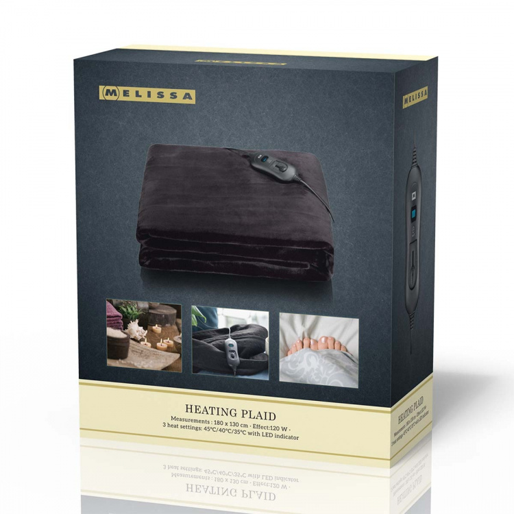 MELISSA Heating plaid 180x130cm 120W Black MELISSA Heating plaid 180x130cm 120W Black