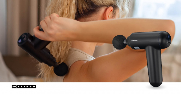 MELISSA Rechargeable massage gun with LED 4 heads Black