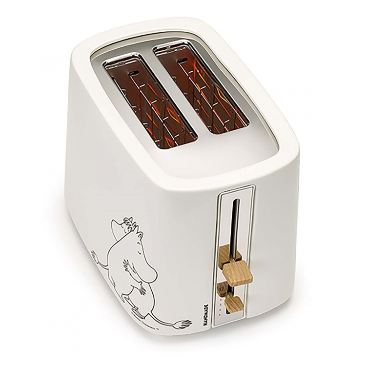 Moomin Ceramic toaster, 2 slices, 875W, white Moomin Ceramic toaster, 2 slices, 875W, white