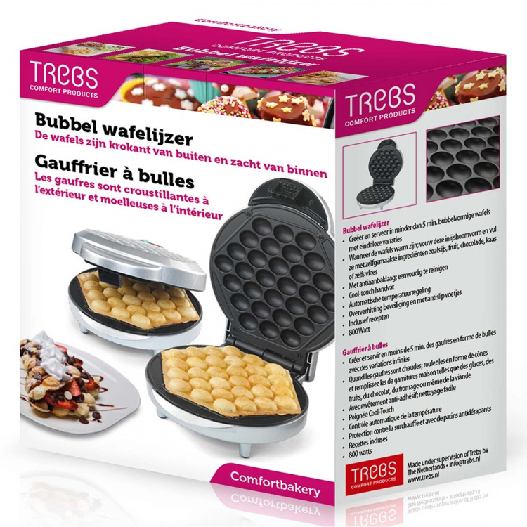 Trebs Bubble waffle maker Comfortbakery with indicator light and non-stick coating