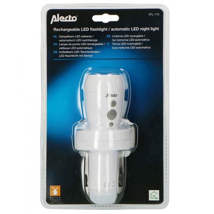 Alecto Rechargeable LED-flashlight White Alecto Rechargeable LED-flashlight White