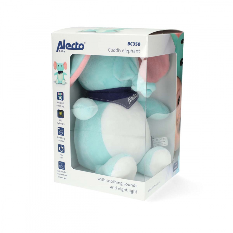 Alecto Cuddly elephant with soothing sounds and night light