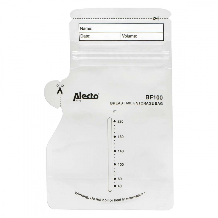 Alecto Mother milk storage bags 220 ml, 100 pieces
