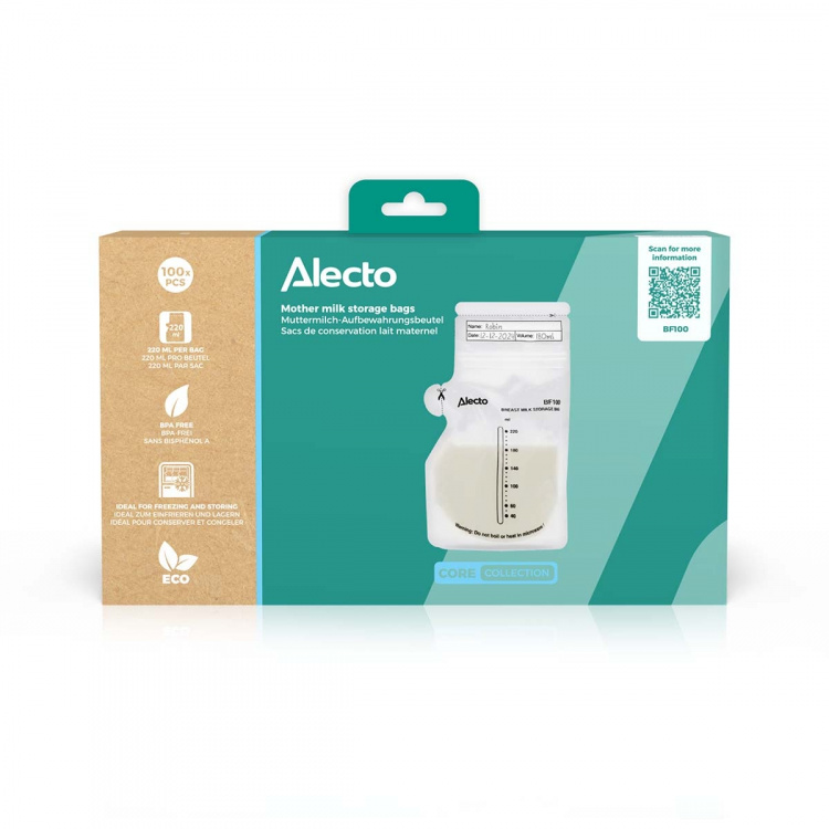 Alecto Mother milk storage bags 220 ml, 100 pieces