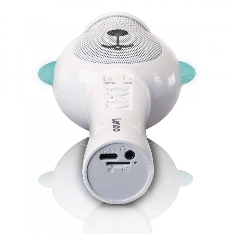 Lenco Karaoke microphone with Bluetooth® SD slot lights Aux Out White Lenco Karaoke microphone with Bluetooth® SD slot lights Aux Out White