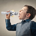 Lenco Karaoke microphone with Bluetooth® SD slot lights Aux Out White Lenco Karaoke microphone with Bluetooth® SD slot lights Aux Out White