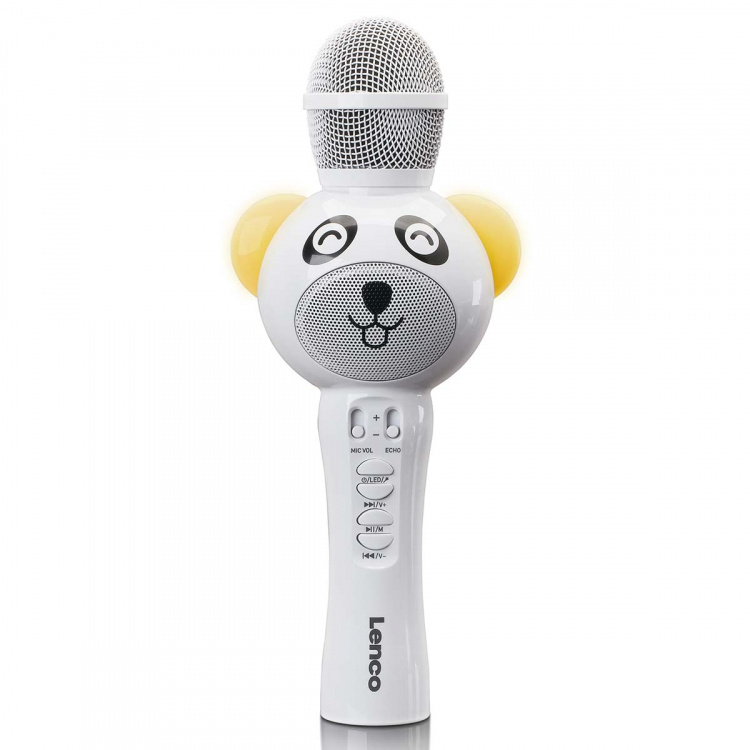 Lenco Karaoke microphone with Bluetooth® SD slot lighting AUX Out White