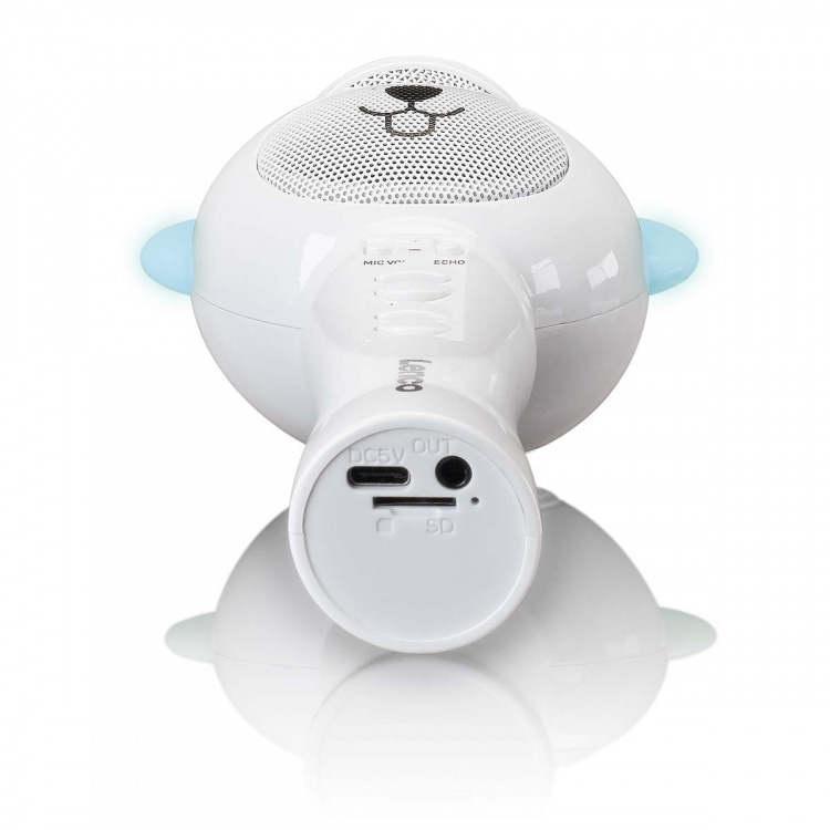 Lenco Karaoke microphone with Bluetooth® SD slot lighting AUX Out White