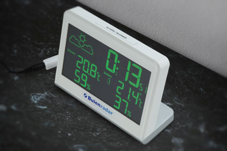 Buienradar Weather station with wireless outdoor sensor and large clear display