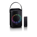 Lenco Karaoke system with Bluetooth®, rechargeable battery, wireless karaoke microphone, and disco LED lighting Black