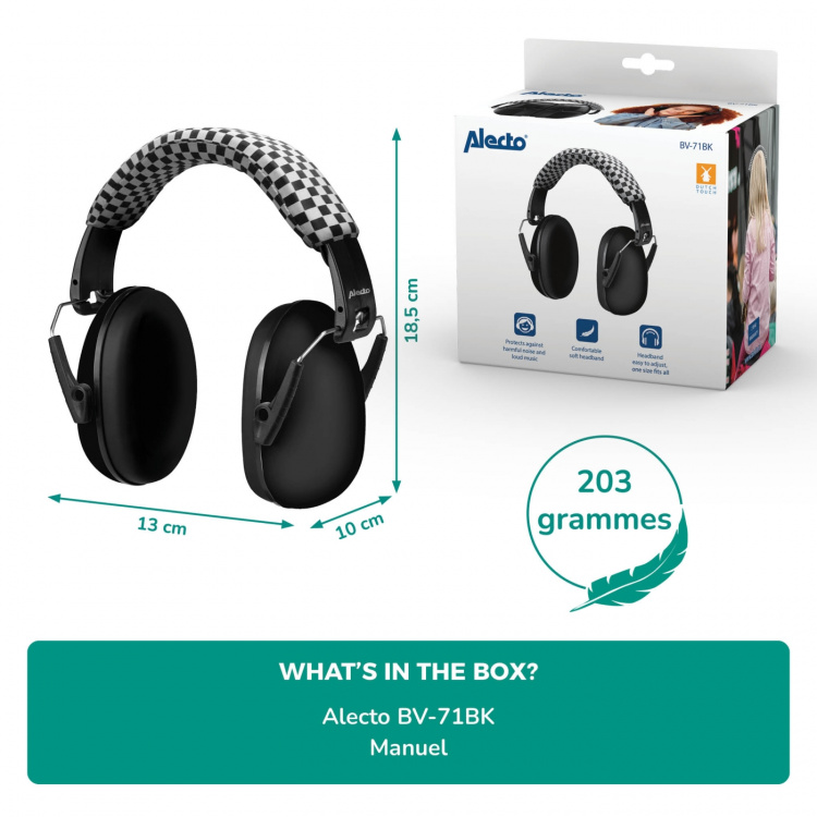 Alecto Earmuffs for babies and toddlers Black Alecto Earmuffs for babies and toddlers Black