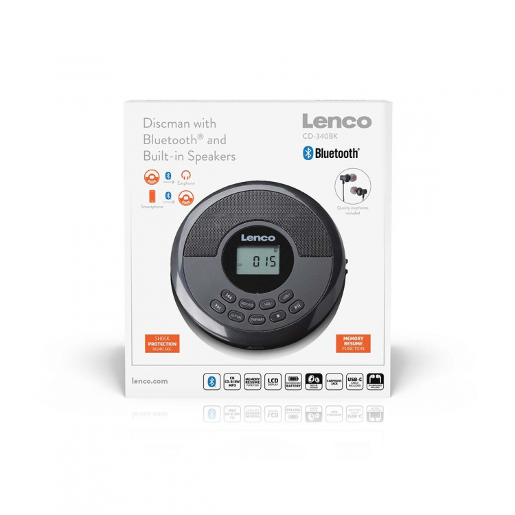 Lenco Discman with Bluetooth and built-in speakers Lenco Discman with Bluetooth and built-in speakers