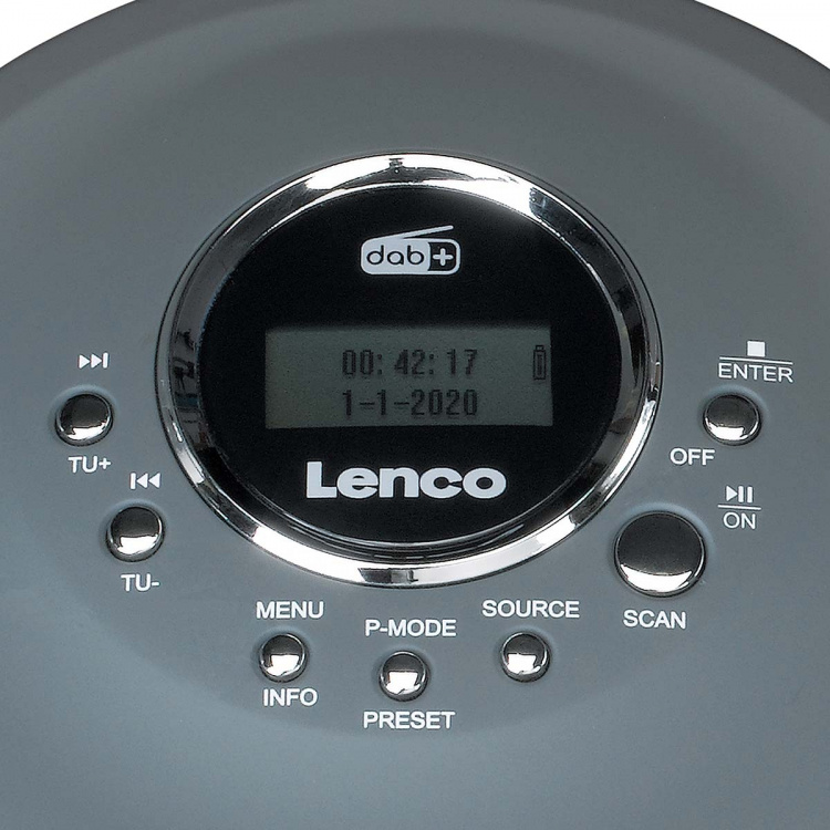 Lenco Discman with DAB+ FM radio rechargable battery Grey Lenco Discman with DAB+ FM radio rechargable battery Grey