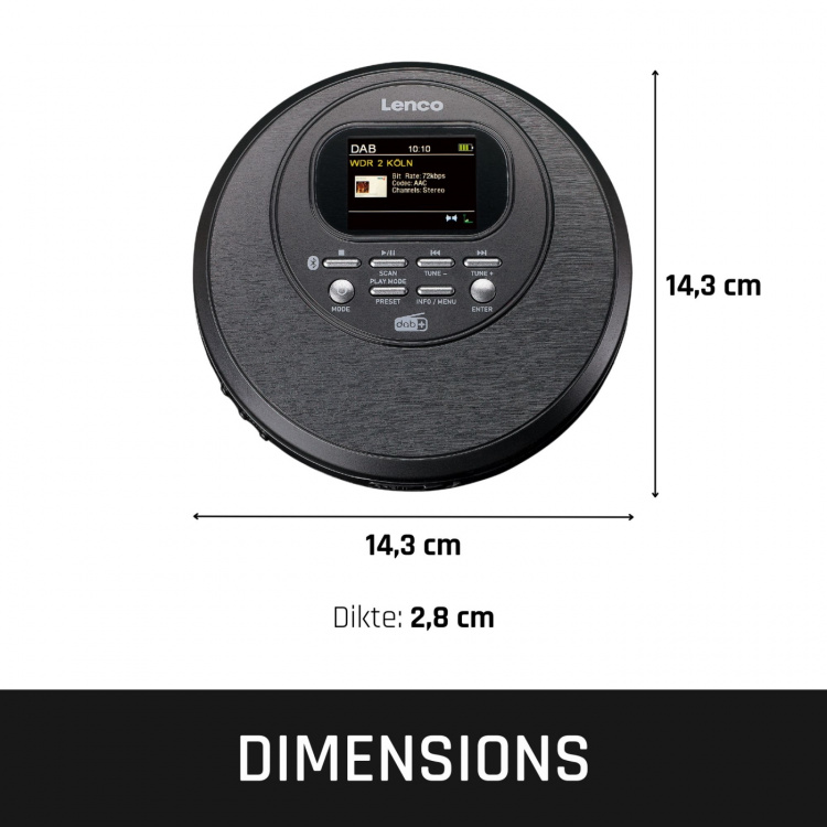 Lenco Discman with DAB Bluetooth® and colord TFT Black Lenco Discman with DAB Bluetooth® and colord TFT Black
