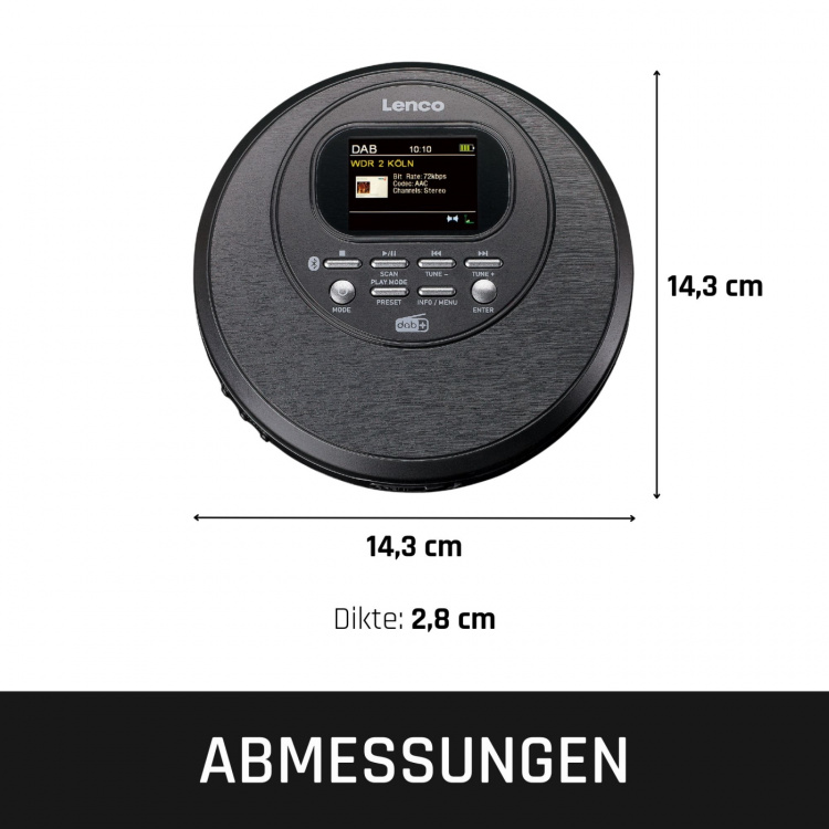 Lenco Discman with DAB Bluetooth® and colord TFT Black Lenco Discman with DAB Bluetooth® and colord TFT Black