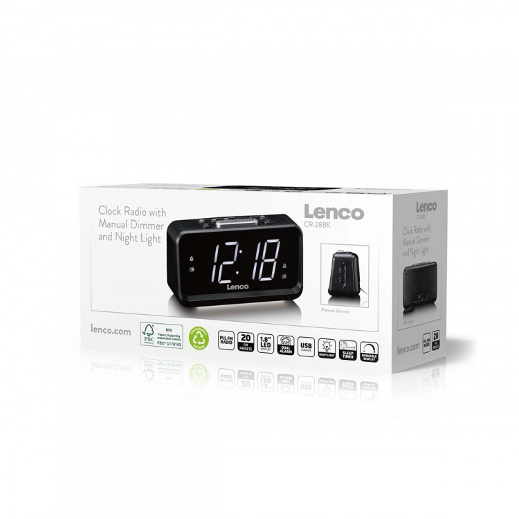 Lenco Clock radio with manual dimmer and night light Lenco Clock radio with manual dimmer and night light