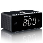 Lenco Stereo FM Clock Radio with USB and Qi Wireless Smartphone charging Black Lenco Stereo FM Clock Radio with USB and Qi Wireless Smartphone charging Black