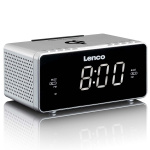 Lenco Stereo FM Clock Radio with USB and Qi Wireless Smartphone charging Silver Lenco Stereo FM Clock Radio with USB and Qi Wireless Smartphone charging Silver