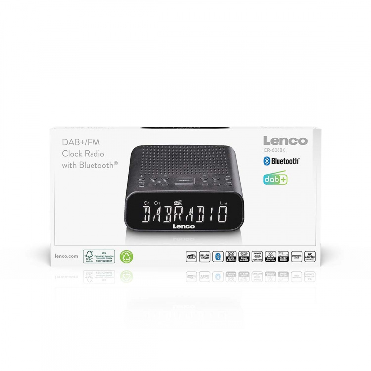 Lenco Clock radio with DAB+/FM, Bluetooth® and large dimmable LCD display