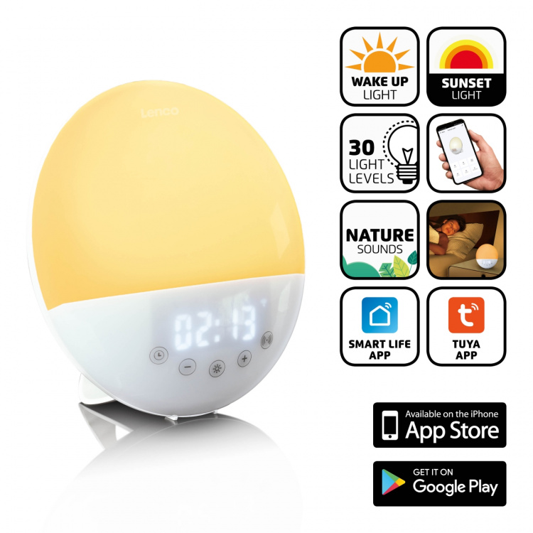 Lenco Intelligent radio alarm clock with wake-up light Multi colour Lenco Intelligent radio alarm clock with wake-up light Multi colour