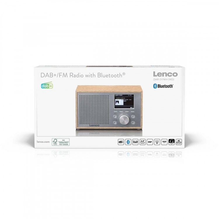 Lenco Mono DAB+ FM radio with Bluetooth® Wood