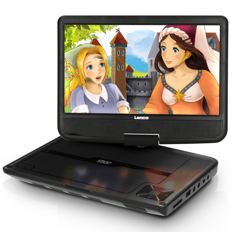 Lenco 9 inch portable DVD new design with bracket Black