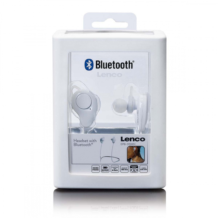 Lenco Wireless in-ear headset White Lenco Wireless in-ear headset White