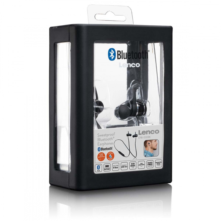 Lenco IPX4 BT magnetic earphones black
