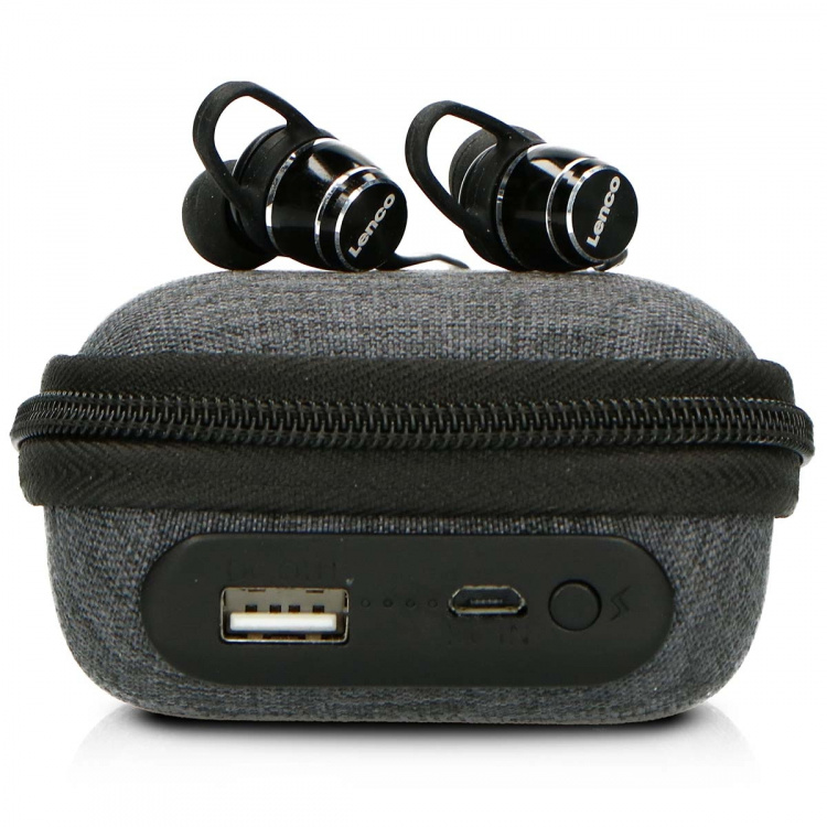Lenco Sweatproof Bluetooth® headphones including power bank case Black Lenco Sweatproof Bluetooth® headphones including power bank case Black