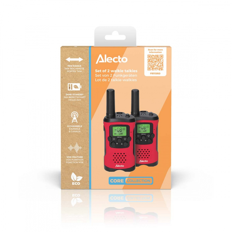Alecto Set of 2 walkie talkies range up to 7 kilometers Red / Black Alecto Set of 2 walkie talkies range up to 7 kilometers Red / Black