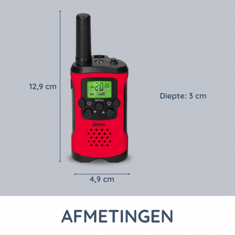 Alecto Set of 2 walkie talkies range up to 7 kilometers Red / Black Alecto Set of 2 walkie talkies range up to 7 kilometers Red / Black