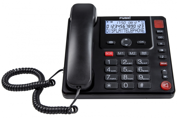 Fysic Big button corded telephone with display for seniors Black Fysic Big button corded telephone with display for seniors Black