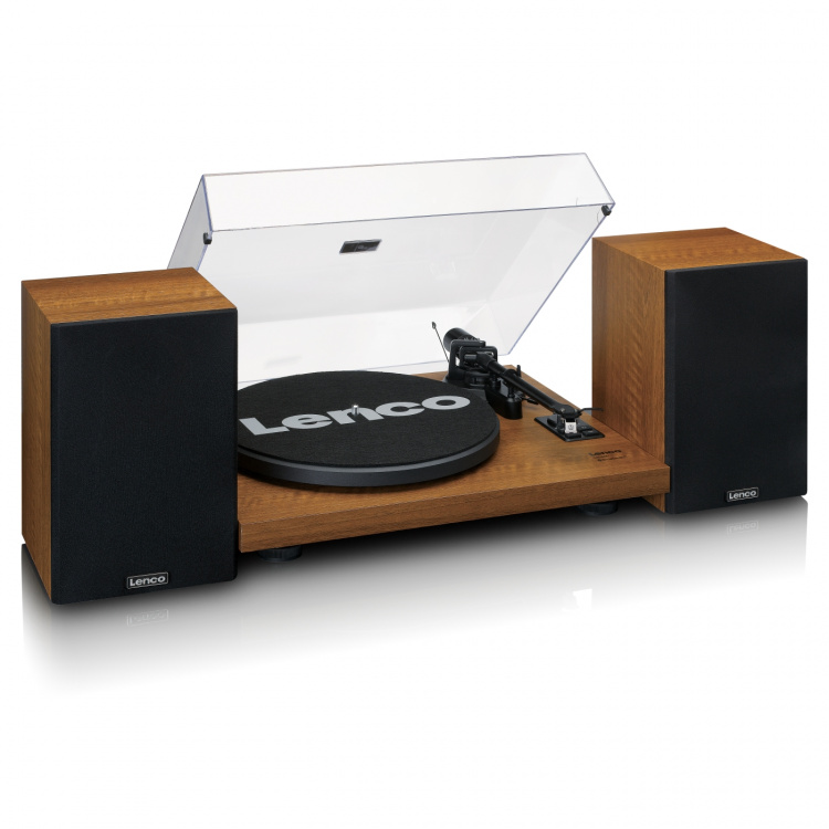 Lenco Record player with built-in amplifier and Bluetooth® plus 2 external speakers Wood Lenco Record player with built-in amplifier and Bluetooth® plus 2 external speakers Wood