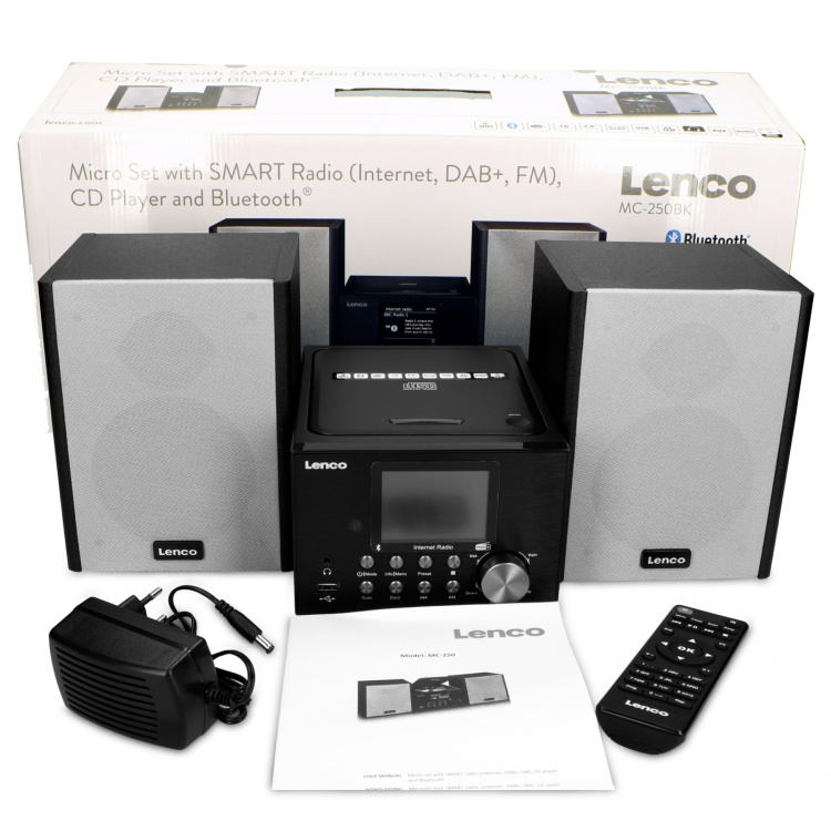 Lenco Micro set with internet/ DAB+ radio Bluetooth® CD MP3 Black Lenco Micro set with internet/ DAB+ radio Bluetooth® CD MP3 Black