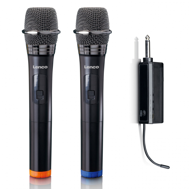 Lenco Set of 2 wireless microphones with portable battery powered receiver Lenco Set of 2 wireless microphones with portable battery powered receiver