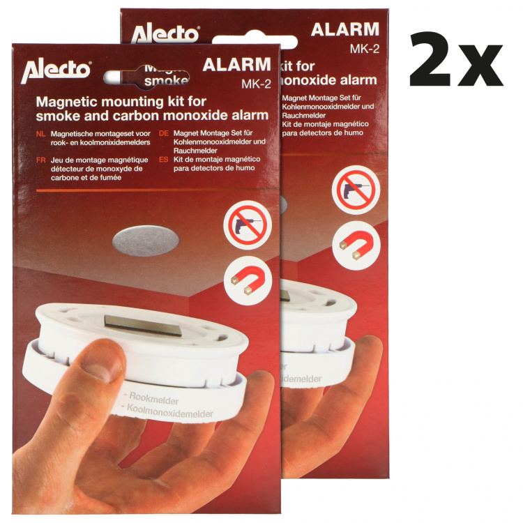 Alecto Magnetic mounting kit for smoke + CO detectors 2 pcs