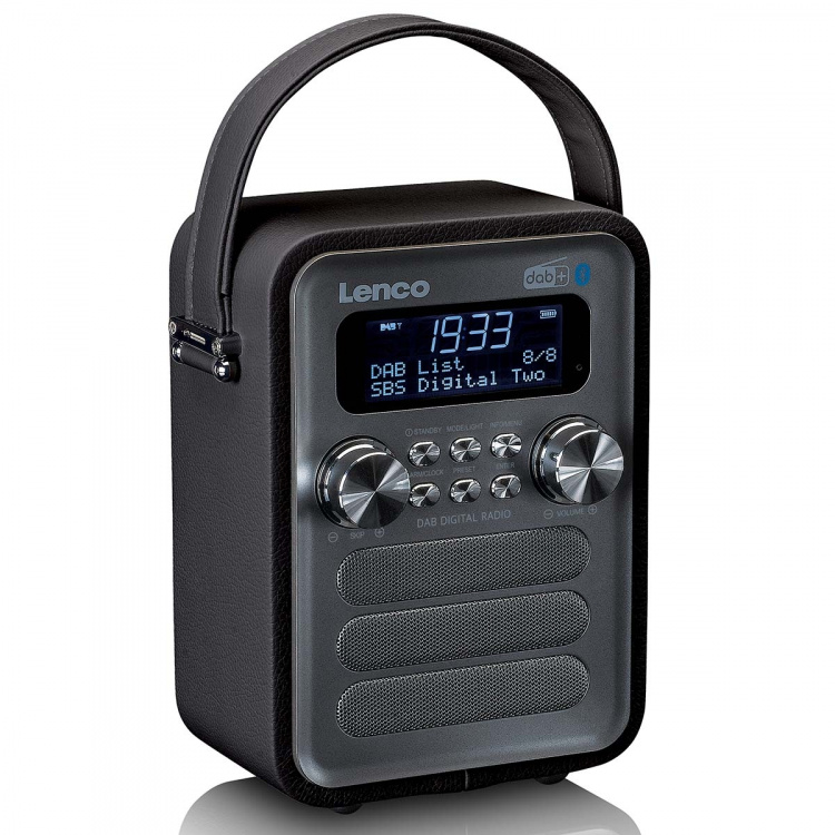 Lenco Portable DAB+ FM Radio with Bluetooth® and AUX-input, rechargeable battery Black Lenco Portable DAB+ FM Radio with Bluetooth® and AUX-input, rechargeable battery Black