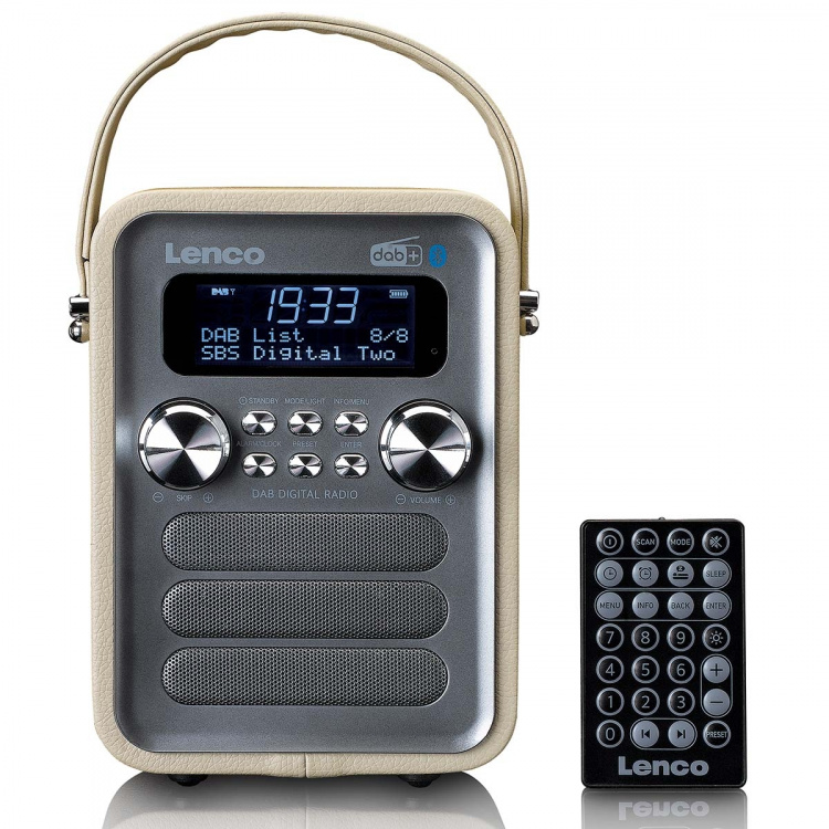 Lenco Portable DAB+ FM Radio with Bluetooth® and AUX-input, rechargeable battery Taupe Lenco Portable DAB+ FM Radio with Bluetooth® and AUX-input, rechargeable battery Taupe