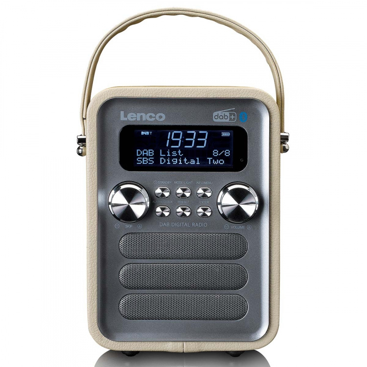 Lenco Portable DAB+ FM Radio with Bluetooth® and AUX-input, rechargeable battery Taupe Lenco Portable DAB+ FM Radio with Bluetooth® and AUX-input, rechargeable battery Taupe