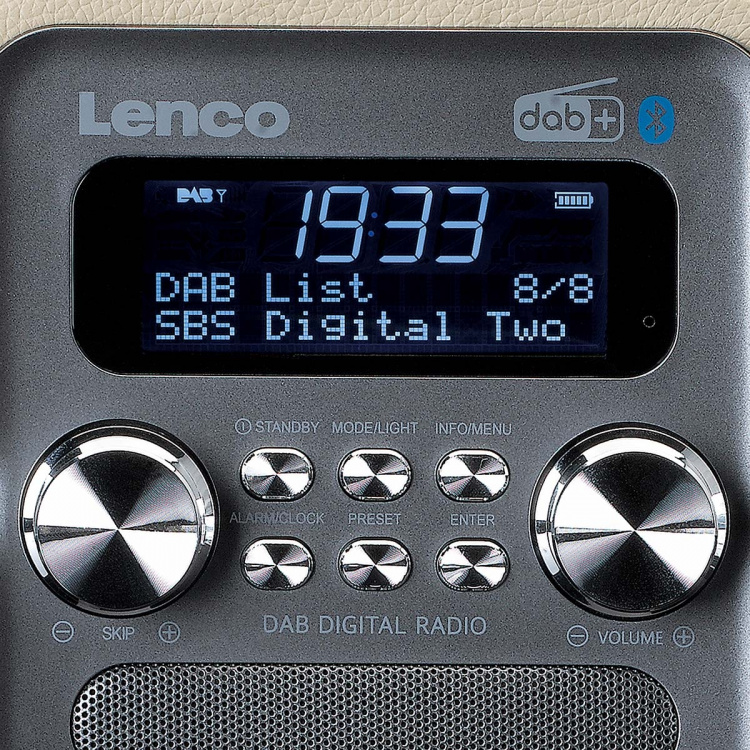 Lenco Portable DAB+ FM Radio with Bluetooth® and AUX-input, rechargeable battery Taupe Lenco Portable DAB+ FM Radio with Bluetooth® and AUX-input, rechargeable battery Taupe