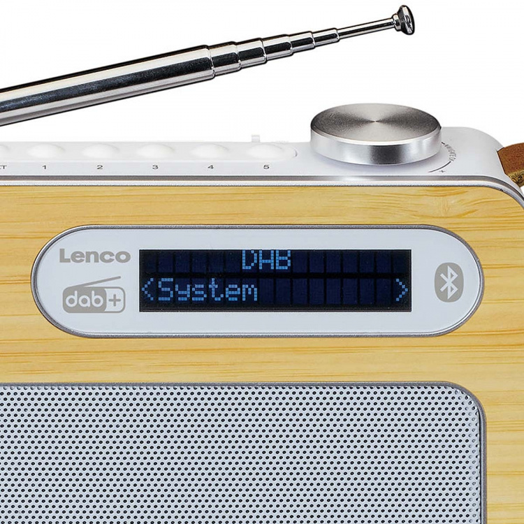 Lenco Portable DAB+/ FM radio with Bluetooth® Bamboo White Lenco Portable DAB+/ FM radio with Bluetooth® Bamboo White