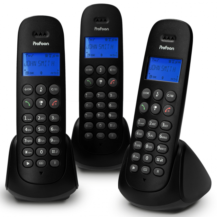 Profoon Cordless telephone with 3 handsets Black