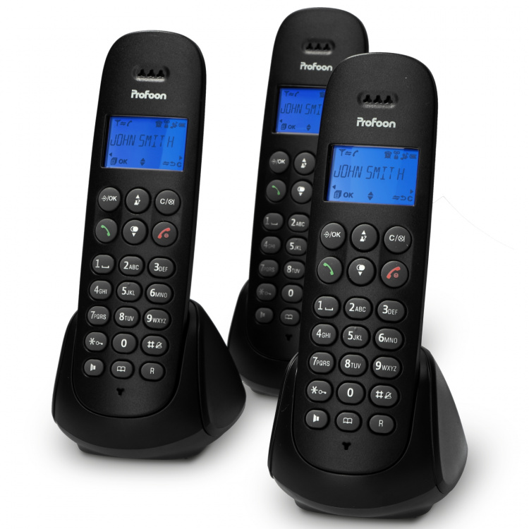 Profoon Cordless telephone with 3 handsets Black