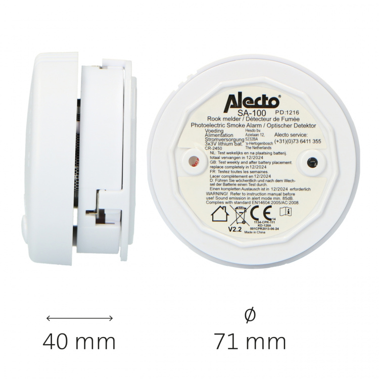 Alecto Mini smoke detector 5 year battery 2 pack Alecto Mini smoke detector 5 year battery 2 pack