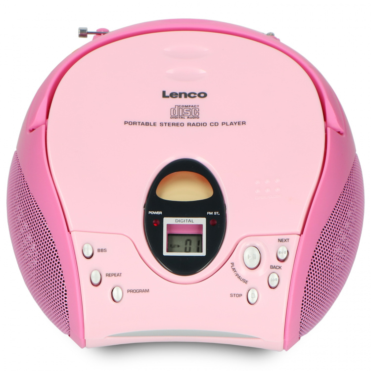 Lenco Portable stereo FM radio with CD player Pink Lenco Portable stereo FM radio with CD player Pink