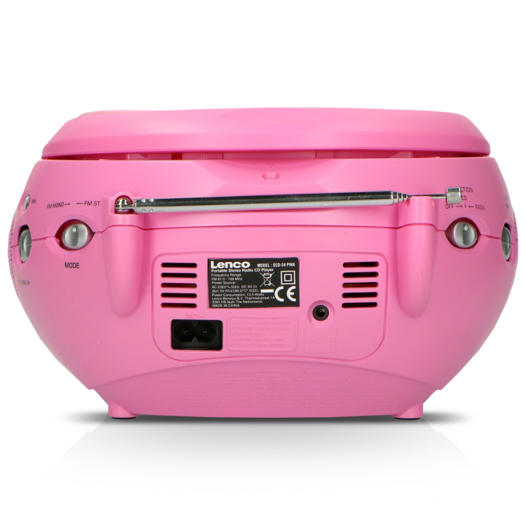 Lenco Portable stereo FM radio with CD player Pink Lenco Portable stereo FM radio with CD player Pink