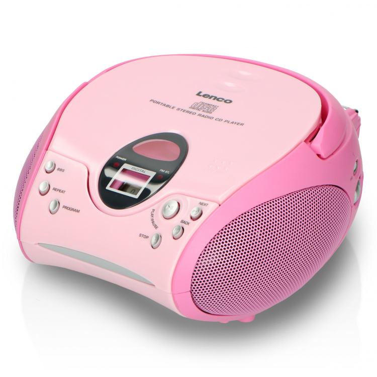Lenco Portable stereo FM radio with CD player Pink Lenco Portable stereo FM radio with CD player Pink