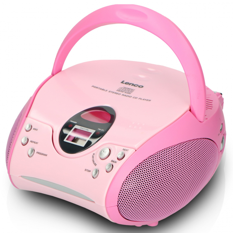 Lenco Portable stereo FM radio with CD player Pink Lenco Portable stereo FM radio with CD player Pink